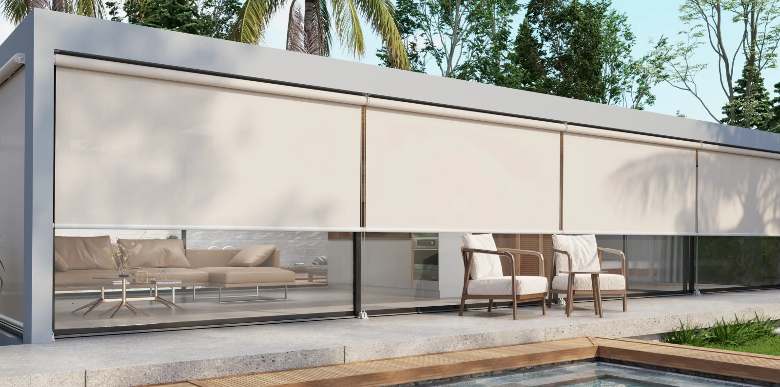 MODERO Crystal Shades at the window.
