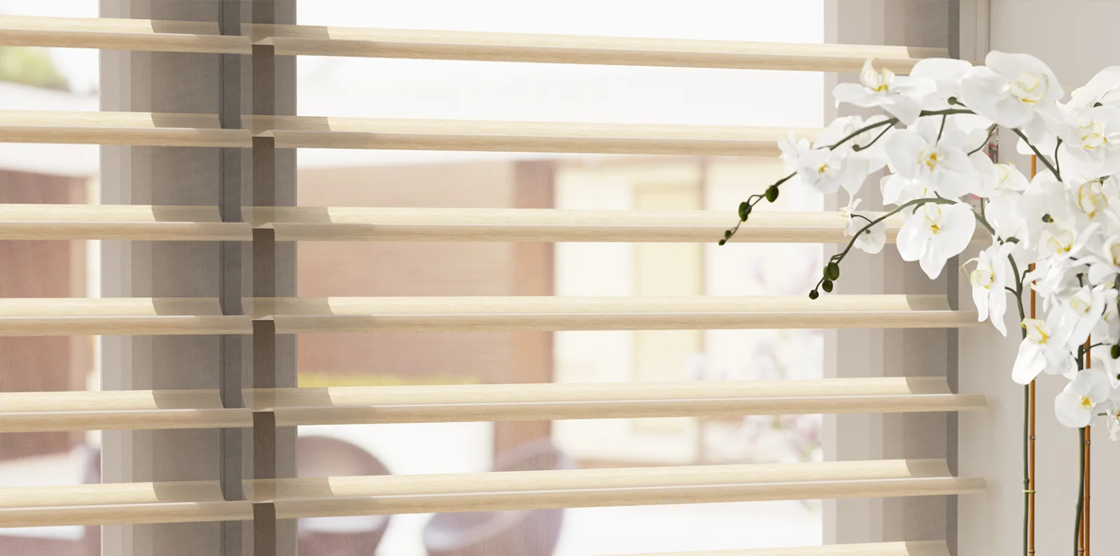 MODERO Horizontal Shades at the window.